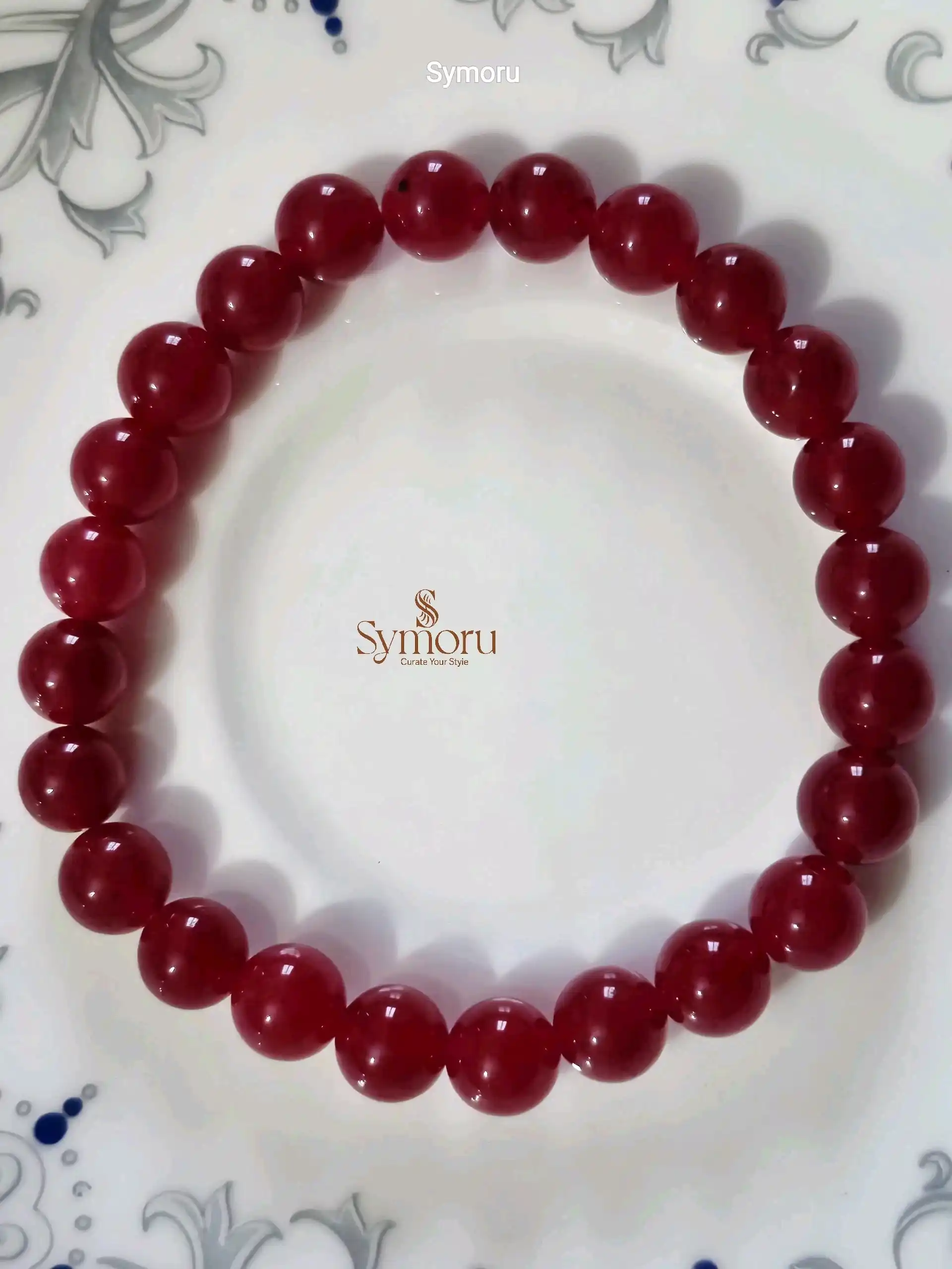 Red Jade Gemstone Bracelet – Natural Healing Crystal Energy Beads | Protection & Passion Stone Bracelet | Handmade by Symoru - Image 2