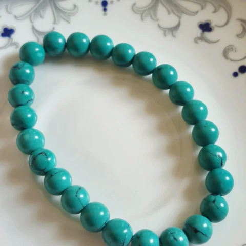 Turquoise Gemstone Beaded Brass Bracelet
