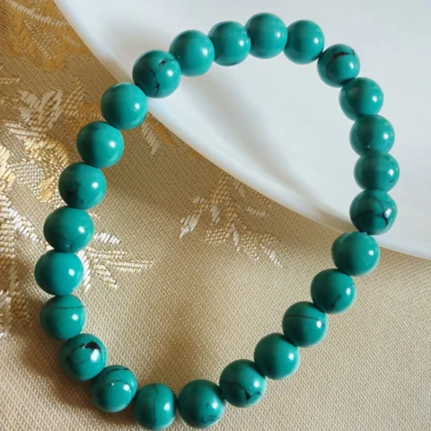 Turquoise Gemstone Beaded Brass Bracelet