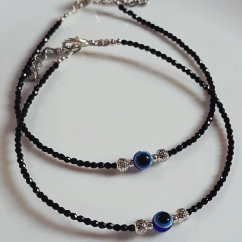 Symoru Brass Oxidized Evil Eye Anklet