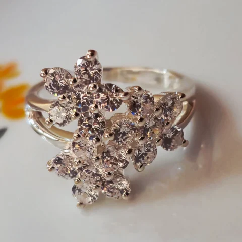 925 Sterling Silver CZ Cluster Ring for Women