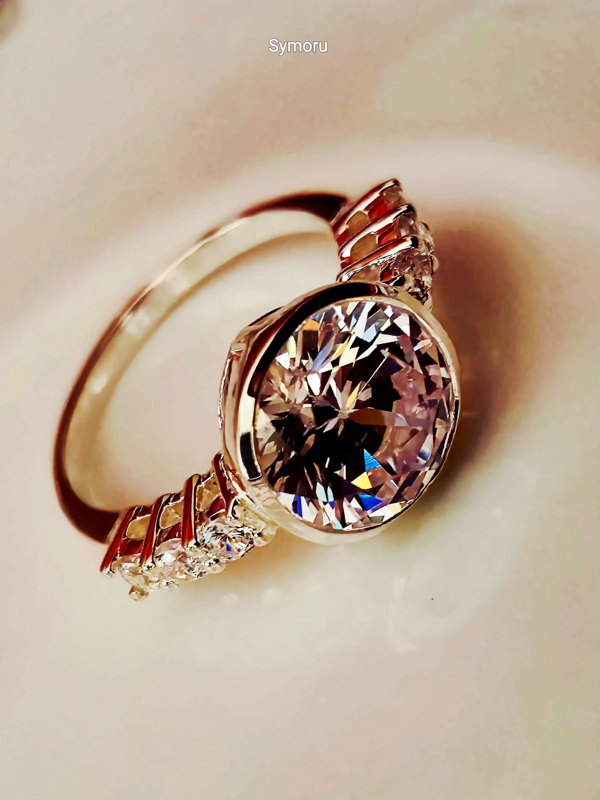 925 Sterling Silver Round CZ Solitaire Ring with Side Stones | Elegant Engagement Style Silver Ring for Women | Fine Jewelry by Symoru - Image 4