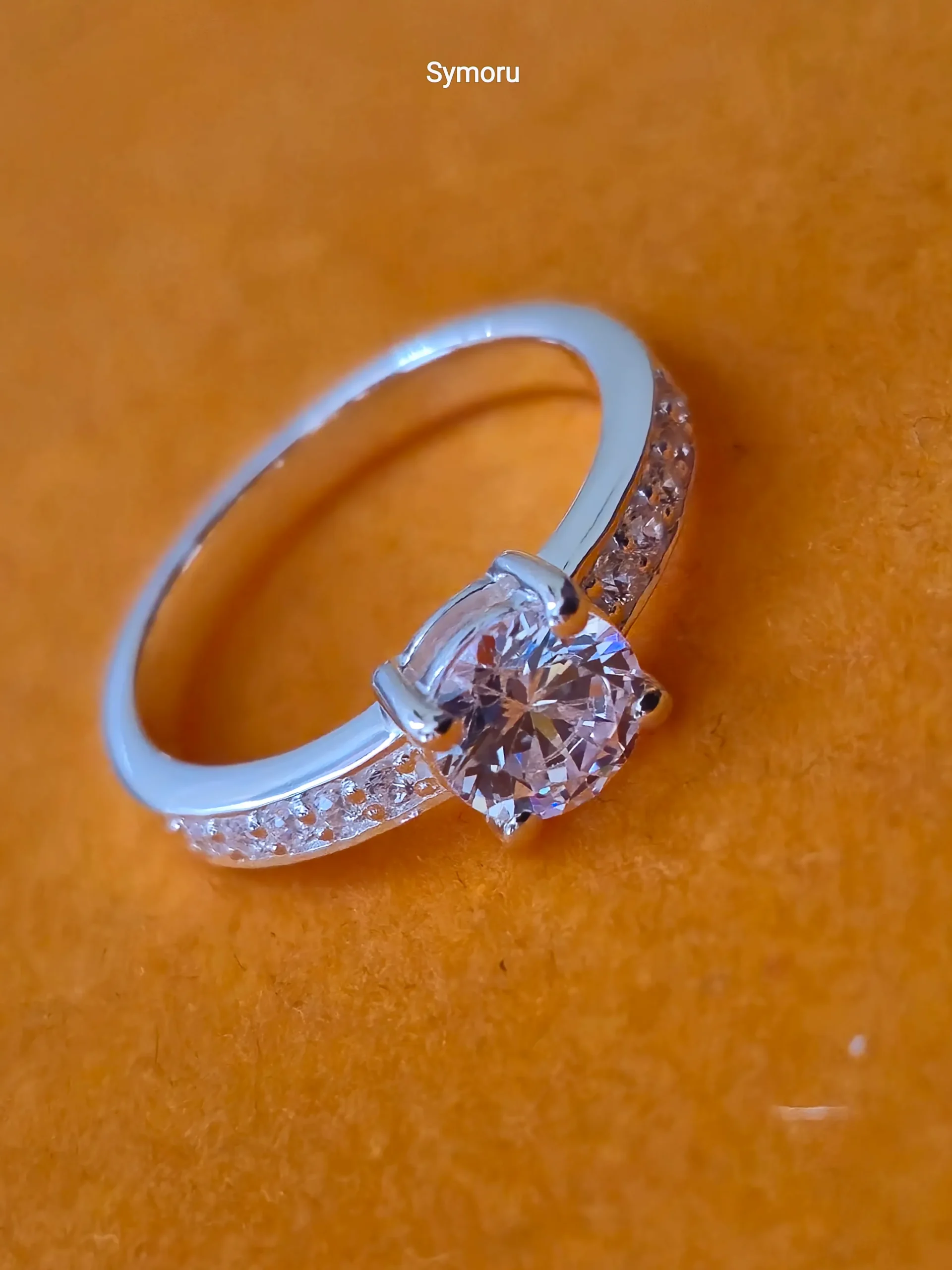 925 Sterling Silver CZ Solitaire Ring with Side Stones