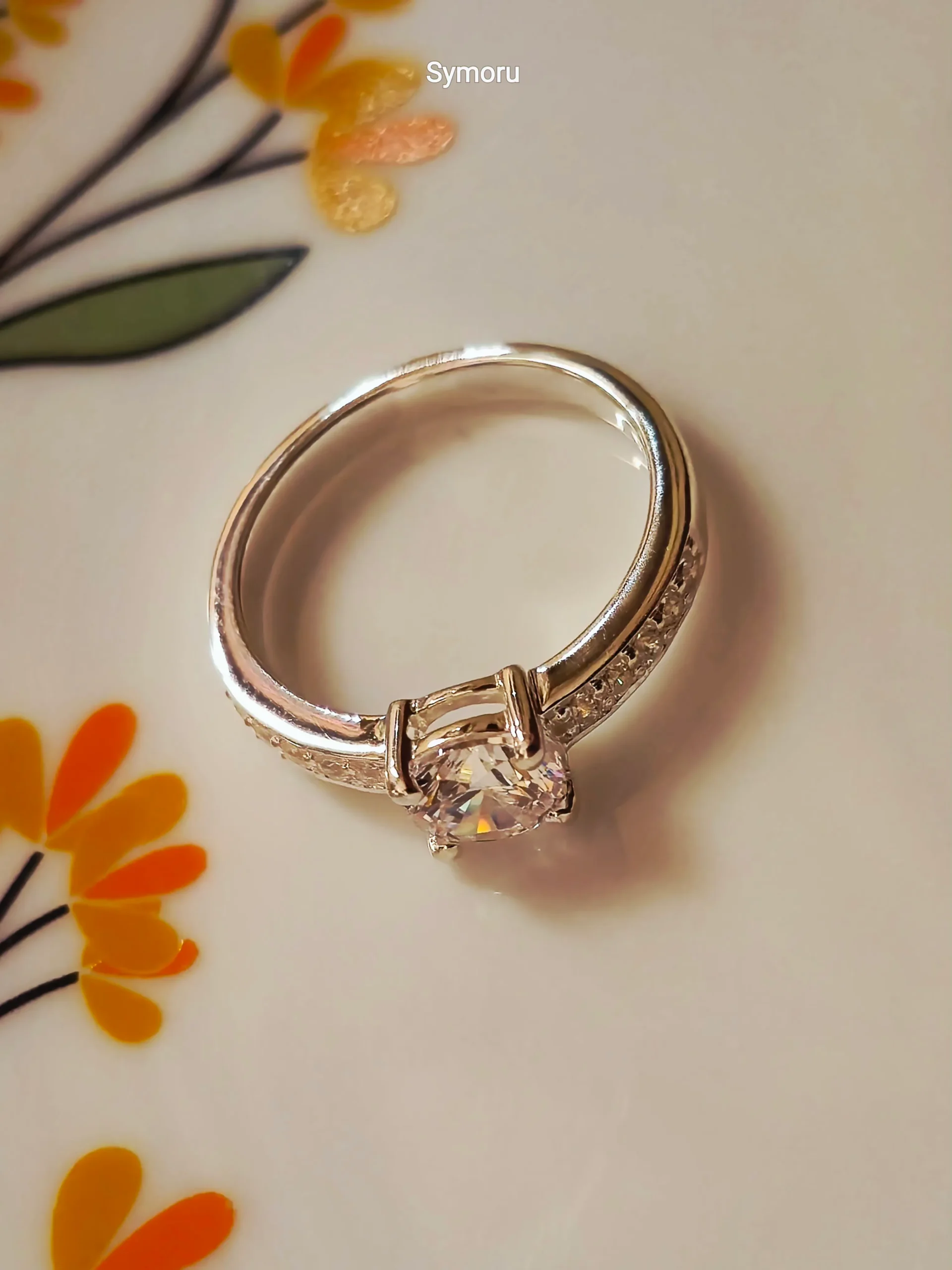 925 Sterling Silver CZ Solitaire Ring with Side Stones | Classic Engagement Style Silver Ring for Women | Elegant Everyday Jewelry by Symoru