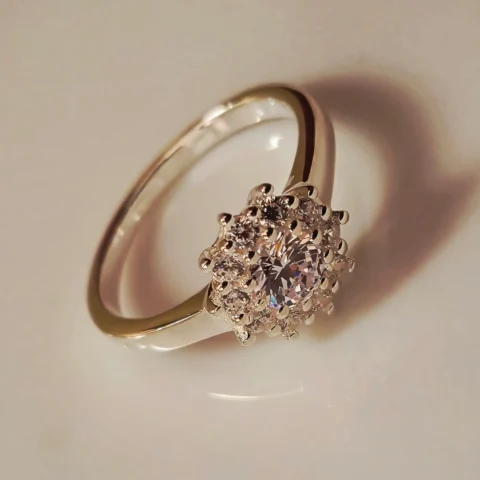 925 Sterling Silver CZ Halo Ring