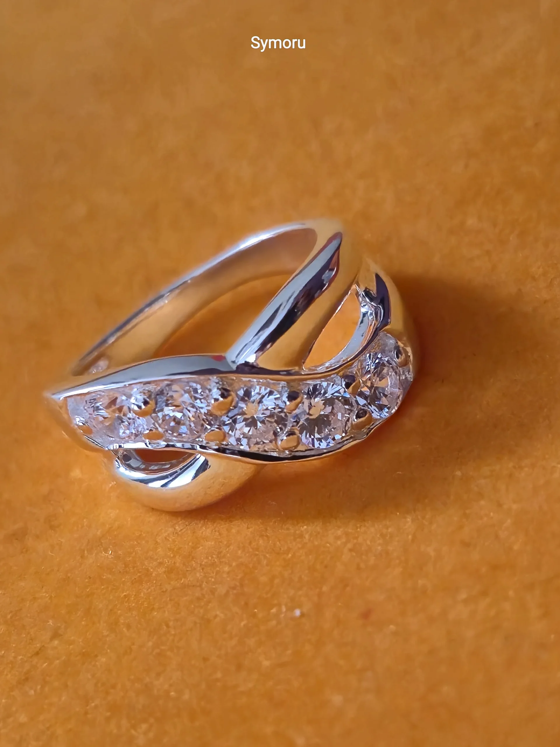 925 Sterling Silver CZ Wave Band Ring