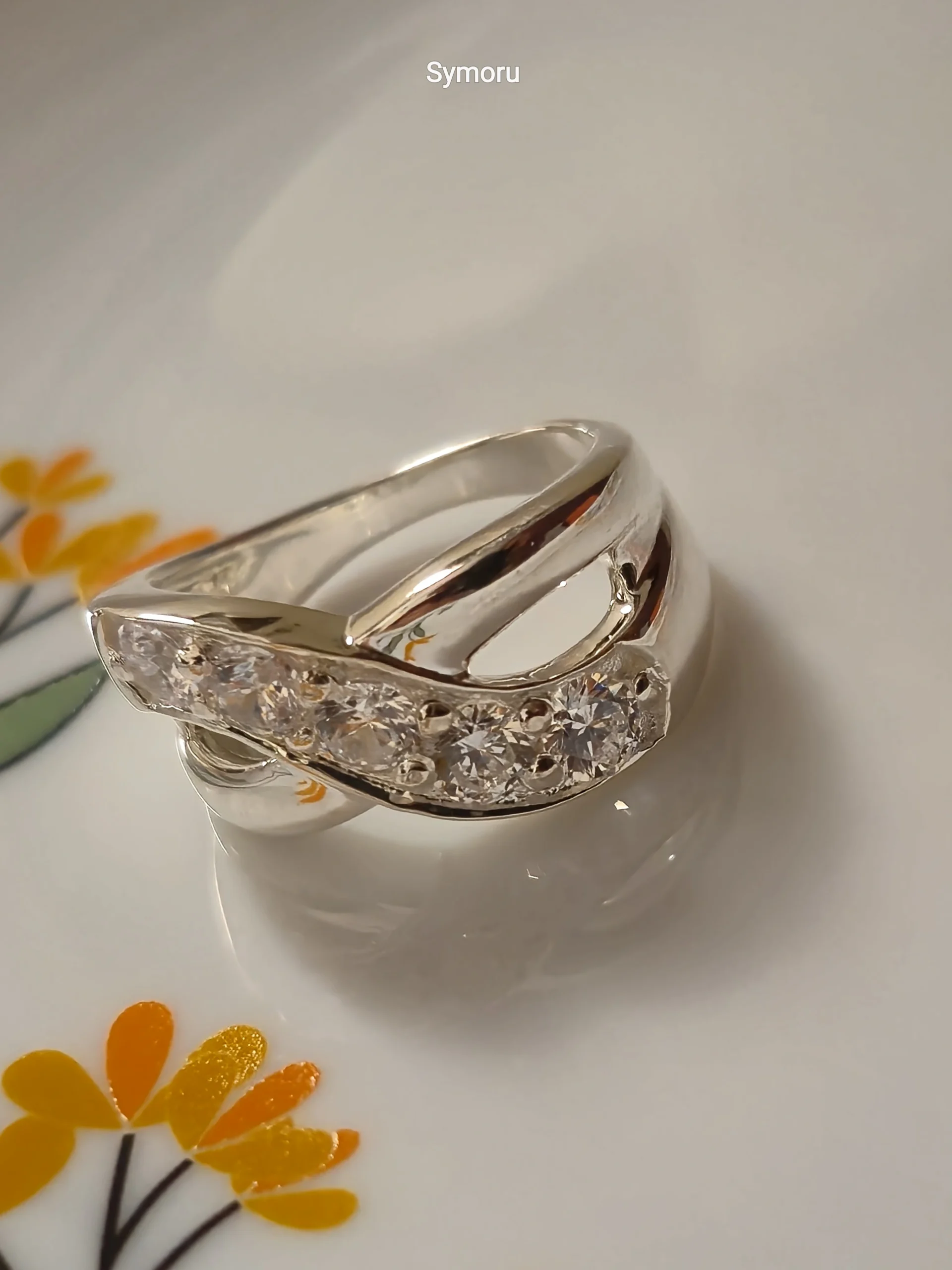 925 Sterling Silver CZ Wave Band Ring