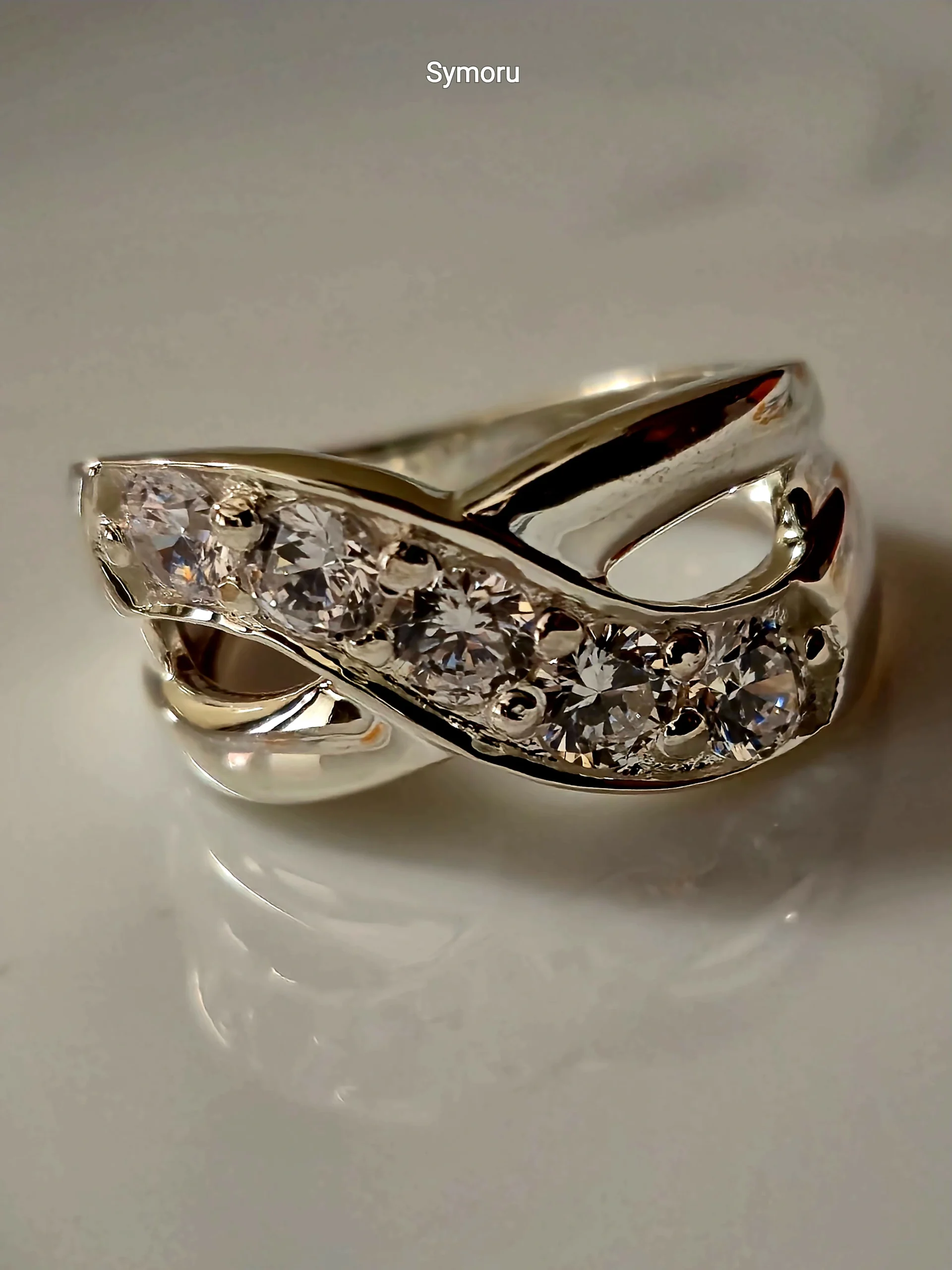 925 Sterling Silver CZ Wave Band Ring