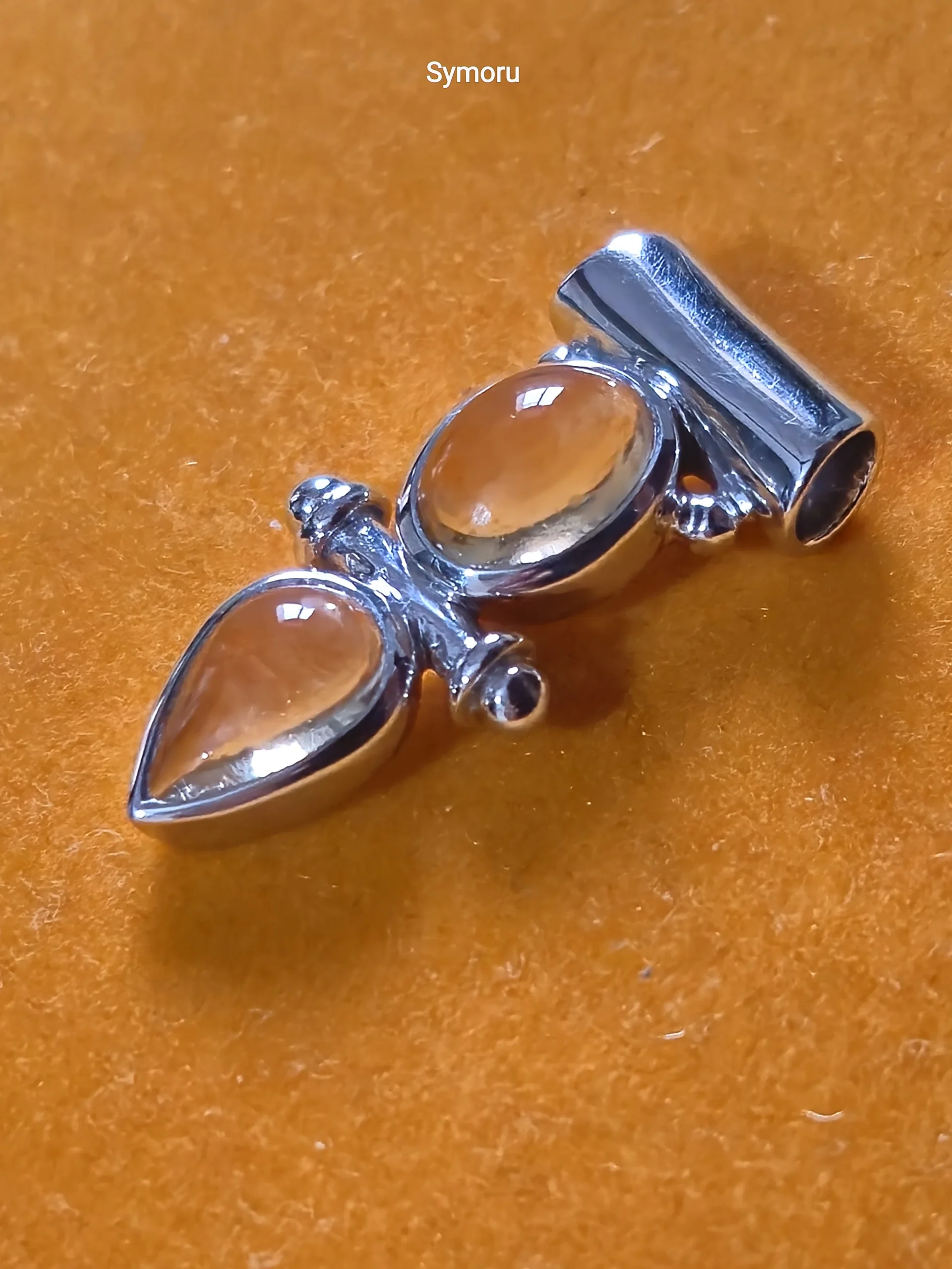 925 Sterling Silver Citrine Pendant | Natural Yellow Citrine Pear Cabochon Pendant for Women | Handmade Silver Jewelry by Symoru - Image 2