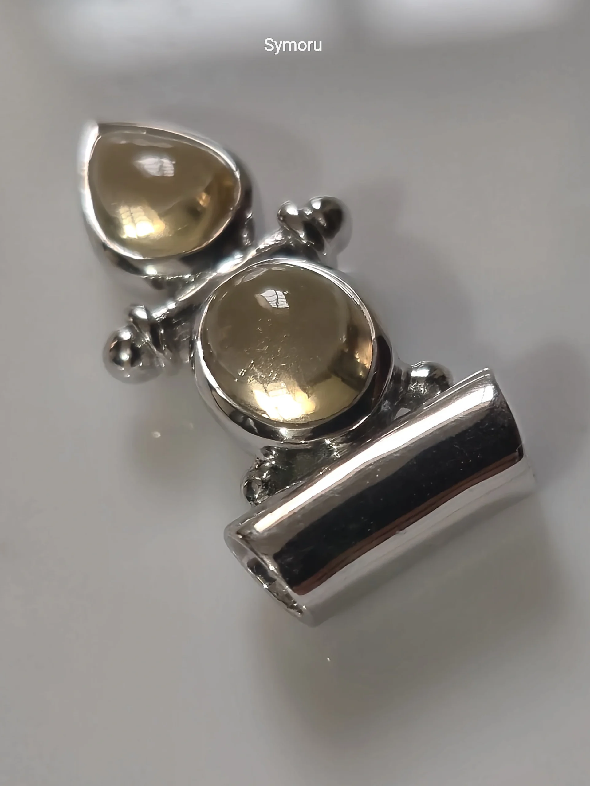 925 Sterling Silver Citrine Pendant | Natural Yellow Citrine Pear Cabochon Pendant for Women | Handmade Silver Jewelry by Symoru - Image 5