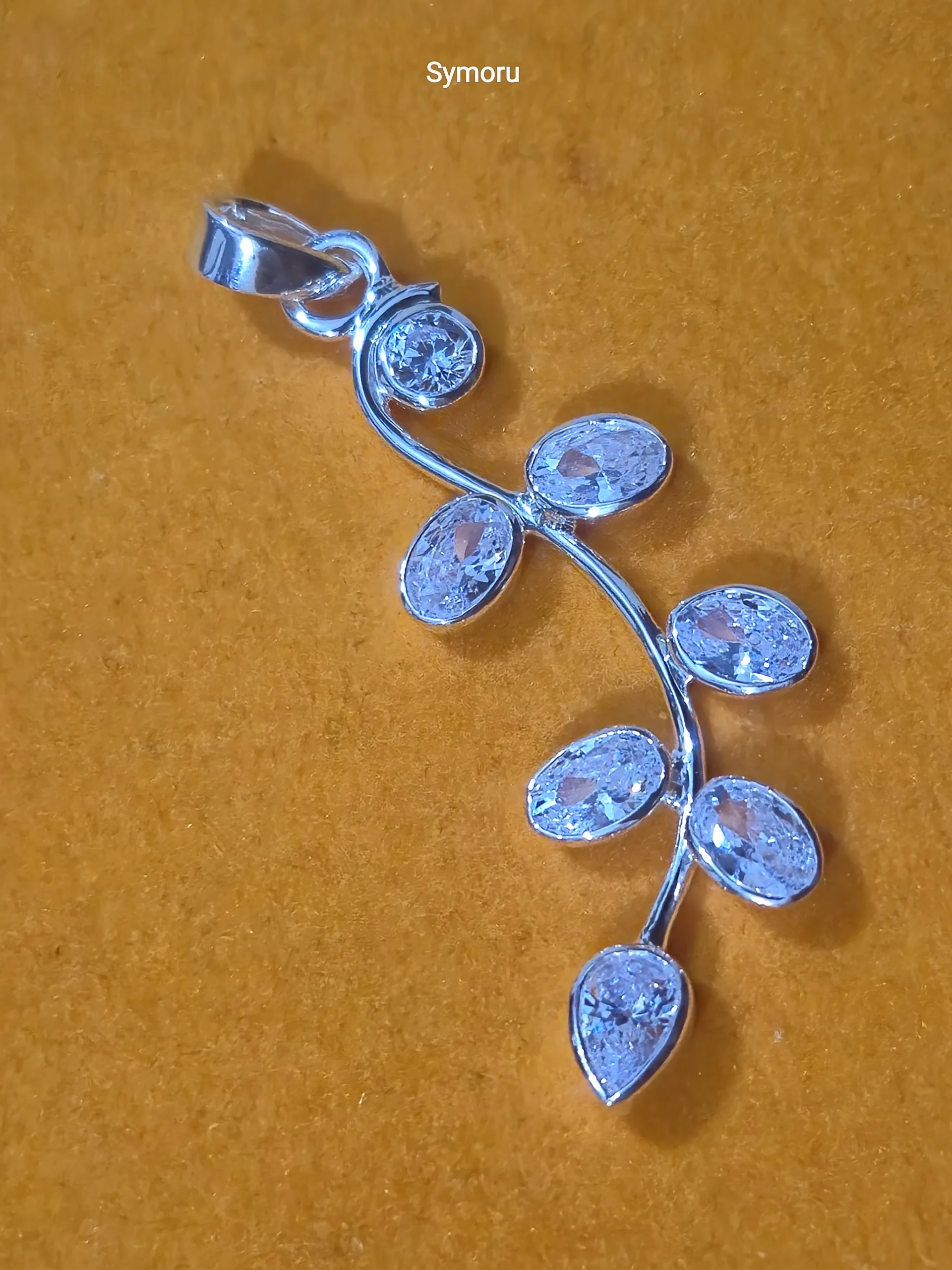 925 Sterling Silver Leaf Vine CZ Pendant | Elegant Cubic Zirconia Silver Necklace Pendant for Women | Minimalist Nature Jewelry | Symoru - Image 2
