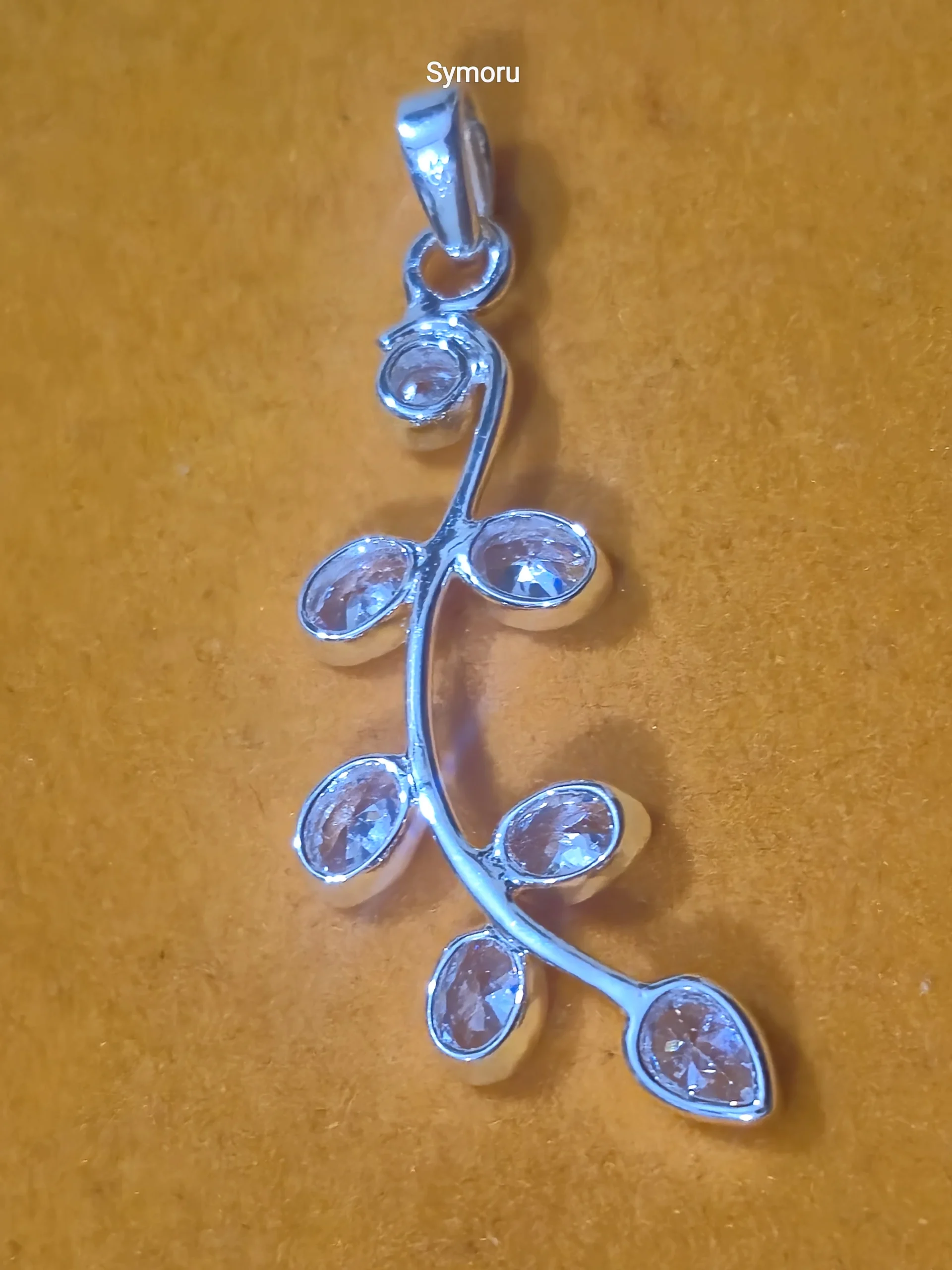 925 Sterling Silver Leaf Vine CZ Pendant | Elegant Cubic Zirconia Silver Necklace Pendant for Women | Minimalist Nature Jewelry | Symoru - Image 3