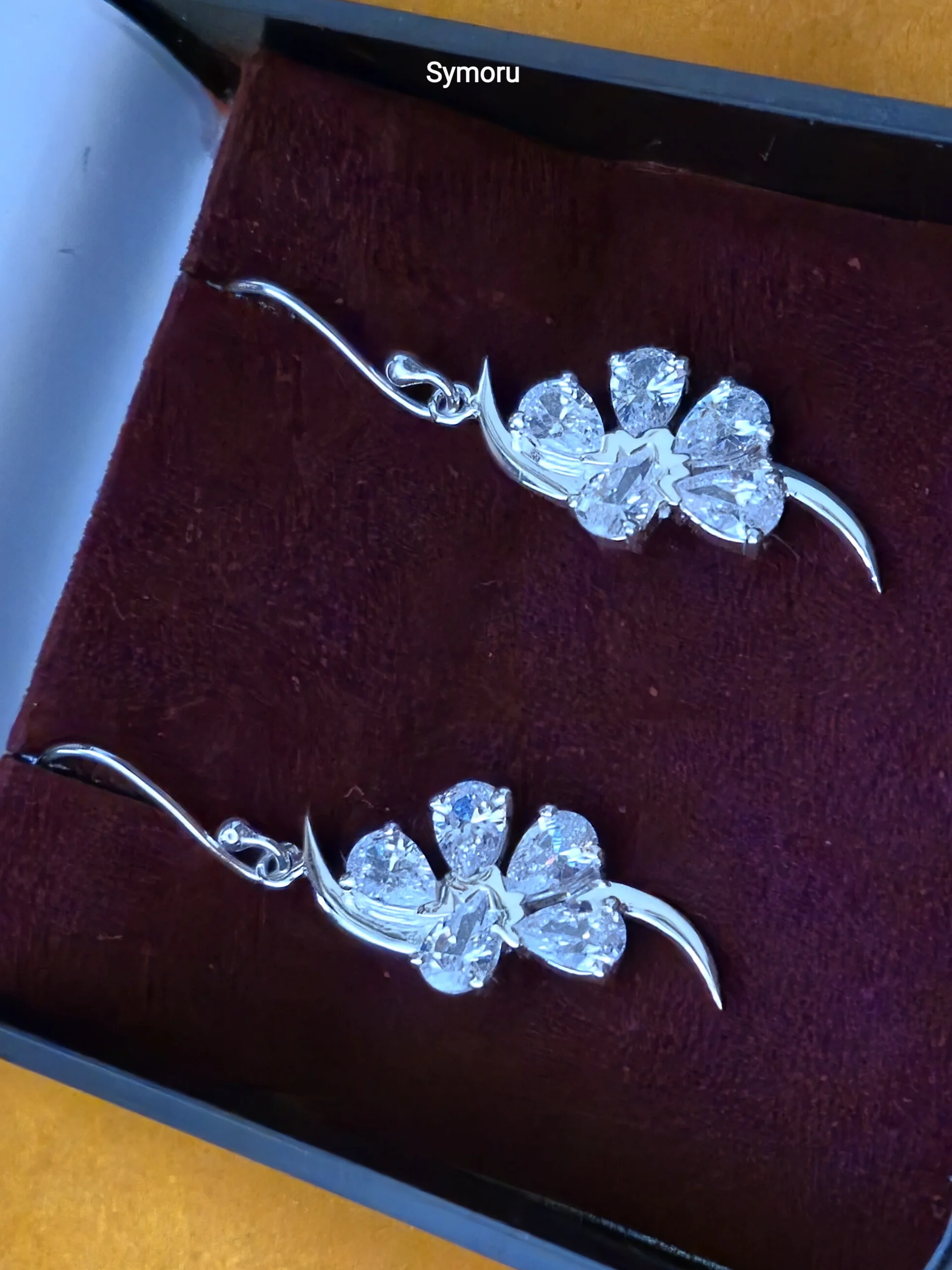 925 Sterling Silver Floral CZ Drop Earrings | Leaf Design Cubic Zirconia Silver Dangle Earrings for Women | Elegant Nature-Inspired Jewelry by Symoru - Image 2