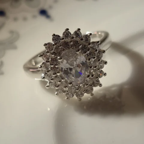 925 Sterling Silver CZ Halo Ring for Women