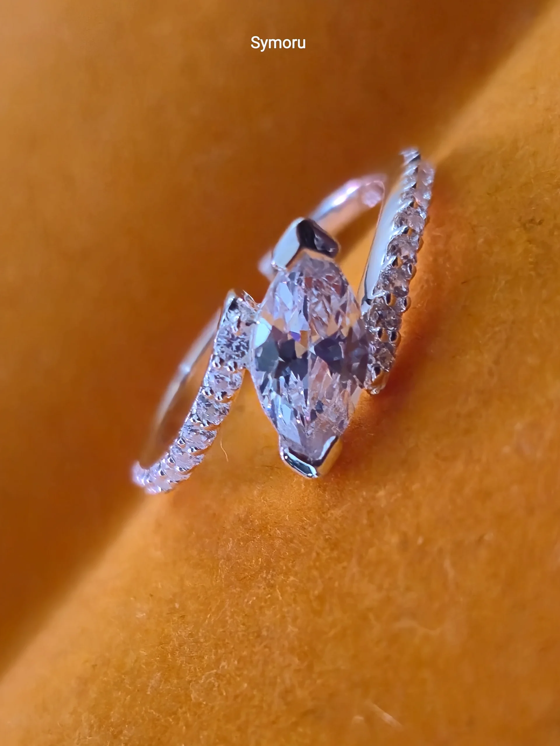 925 Sterling Silver Pear Cut CZ Bypass Ring for Women