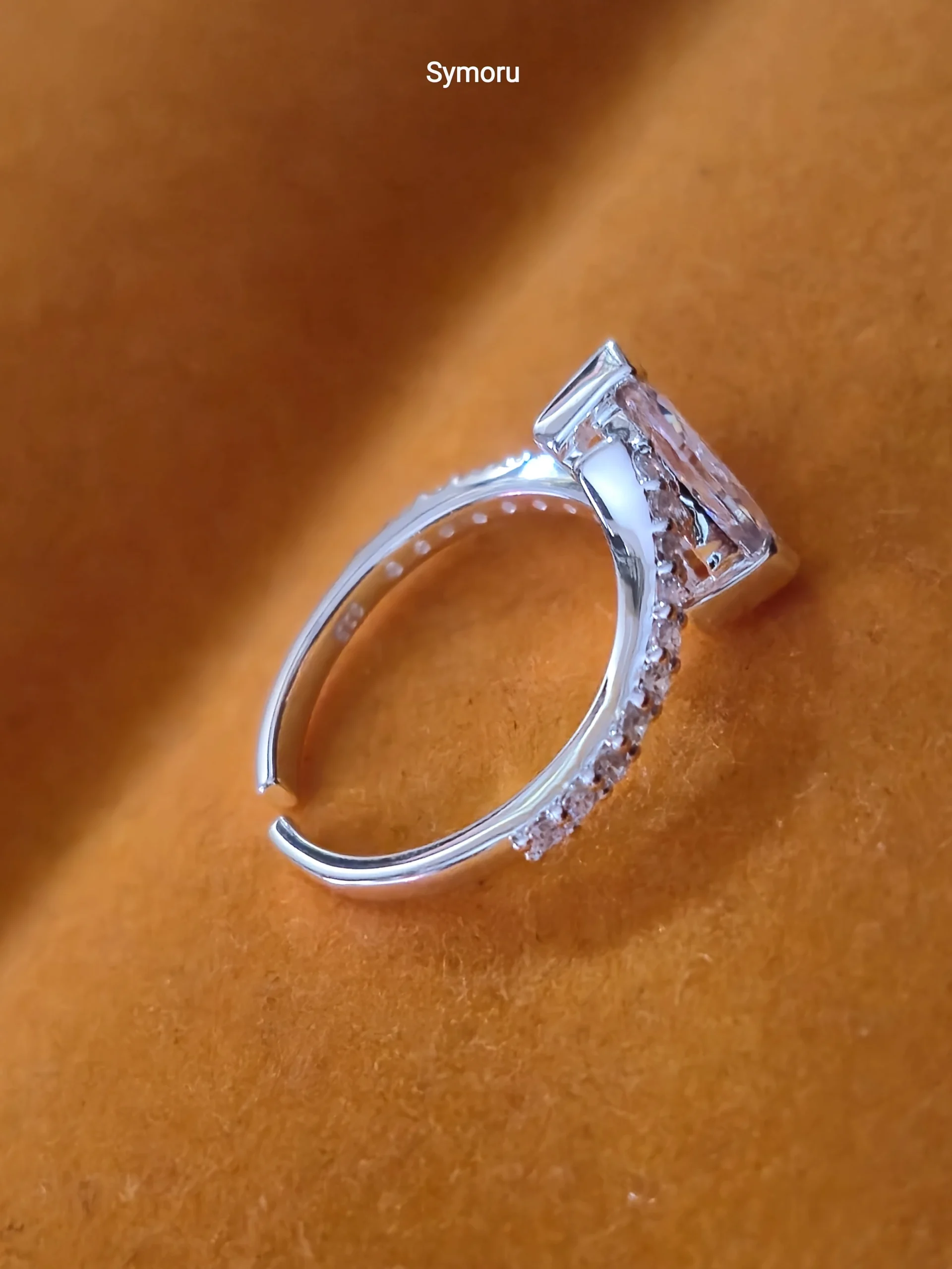 925 Sterling Silver Pear Cut CZ Bypass Ring for Women | Open Band Diamond Look Silver Ring | Modern Solitaire Ring by Symoru - Image 3