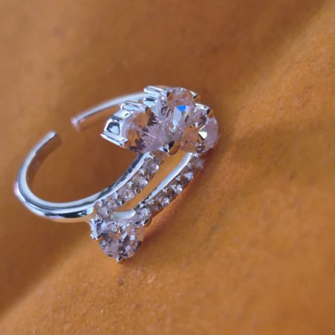 925 Sterling Silver CZ Bypass Ring