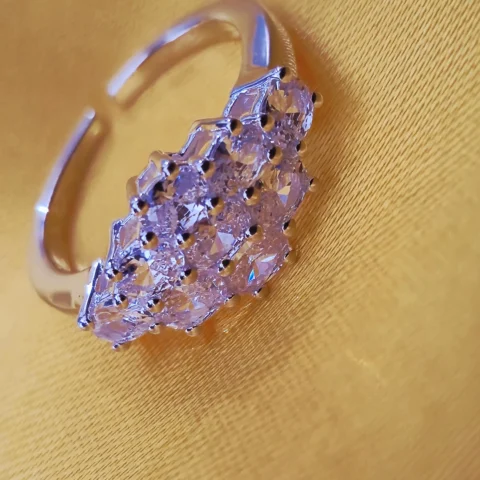 925 Sterling Silver CZ Cluster Ring Adjustable