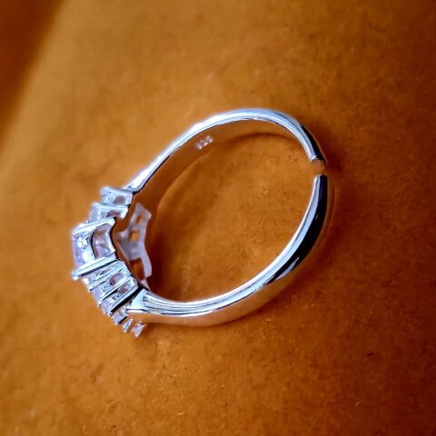 925 Sterling Silver CZ Engagement Ring with Side Stones