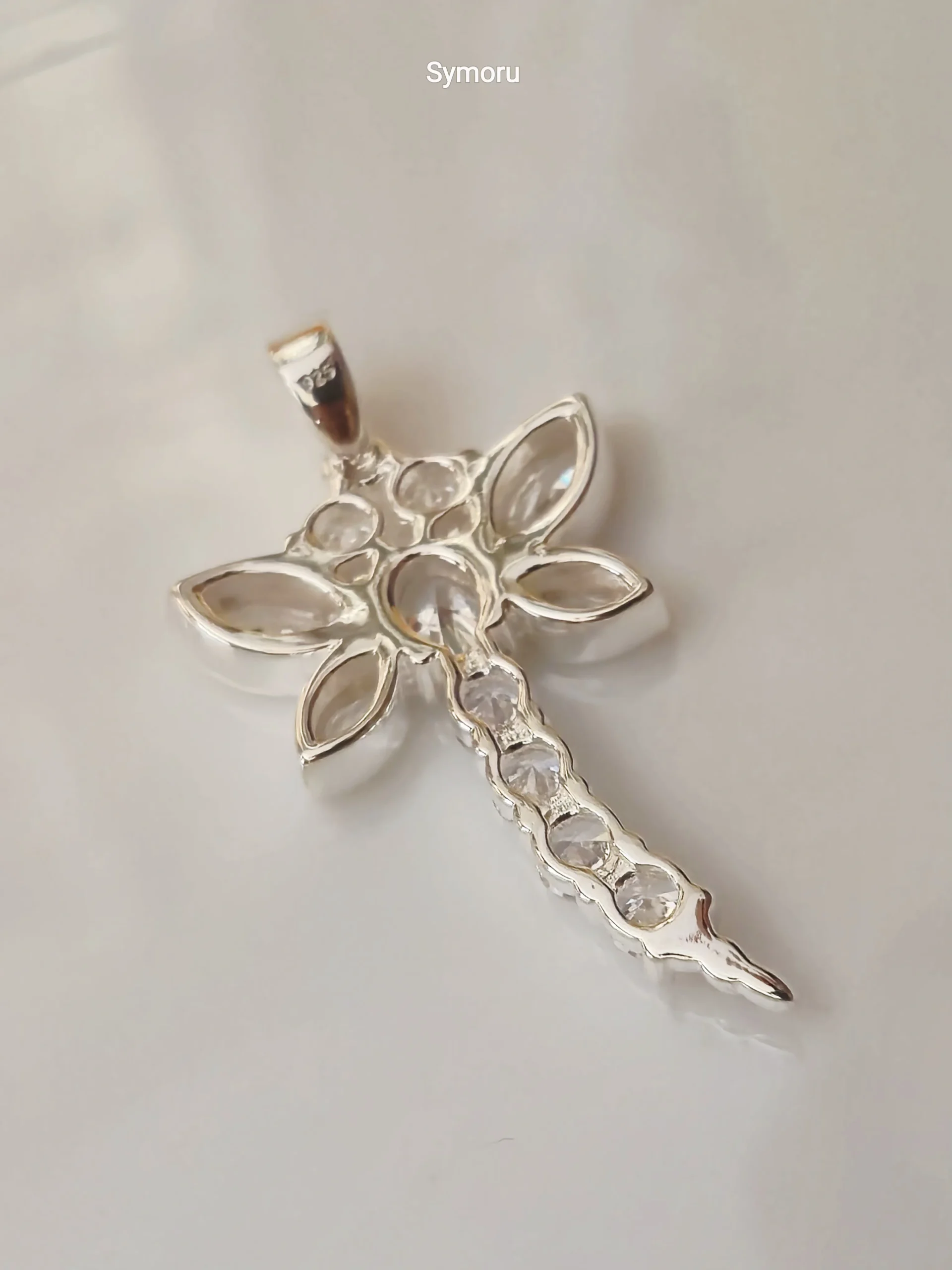 925 Sterling Silver Dragonfly Pendant | Cubic Zirconia Dragonfly Charm for Women | Elegant CZ Silver Pendant by Symoru - Image 4