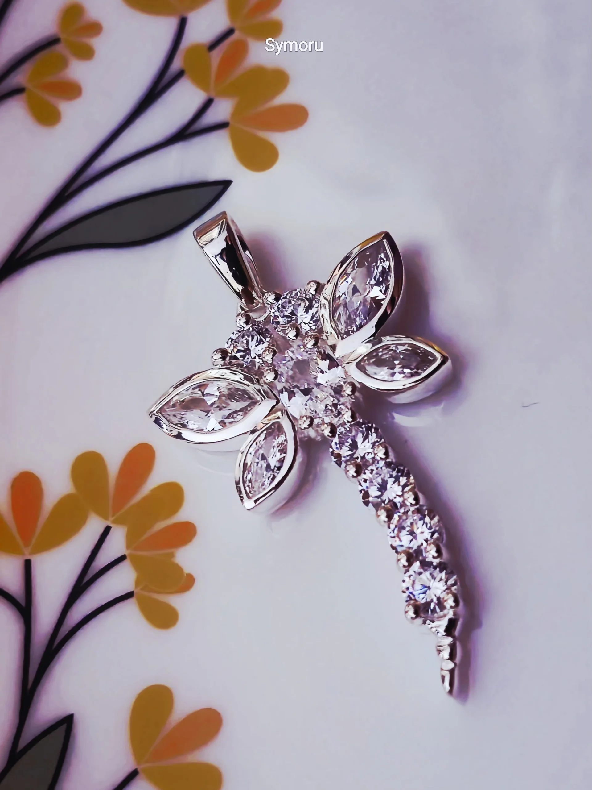925 Sterling Silver Dragonfly Pendant | Cubic Zirconia Dragonfly Charm for Women | Elegant CZ Silver Pendant by Symoru - Image 2