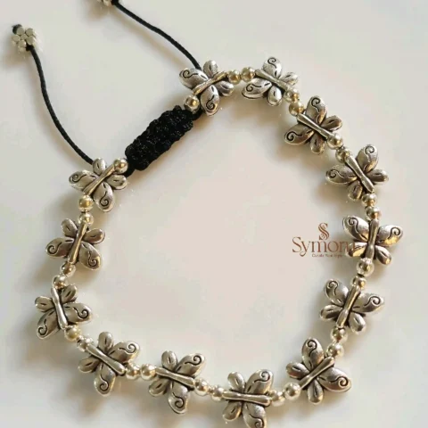 Symoru Butterfly Shape Brass Oxidized Adjustable Bracelet