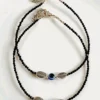 Oxidized Brass Black Beaded Evil Eye Leaf Anklet | Handmade Anklet for Women | Adjustable Brass Anklet by Symoru