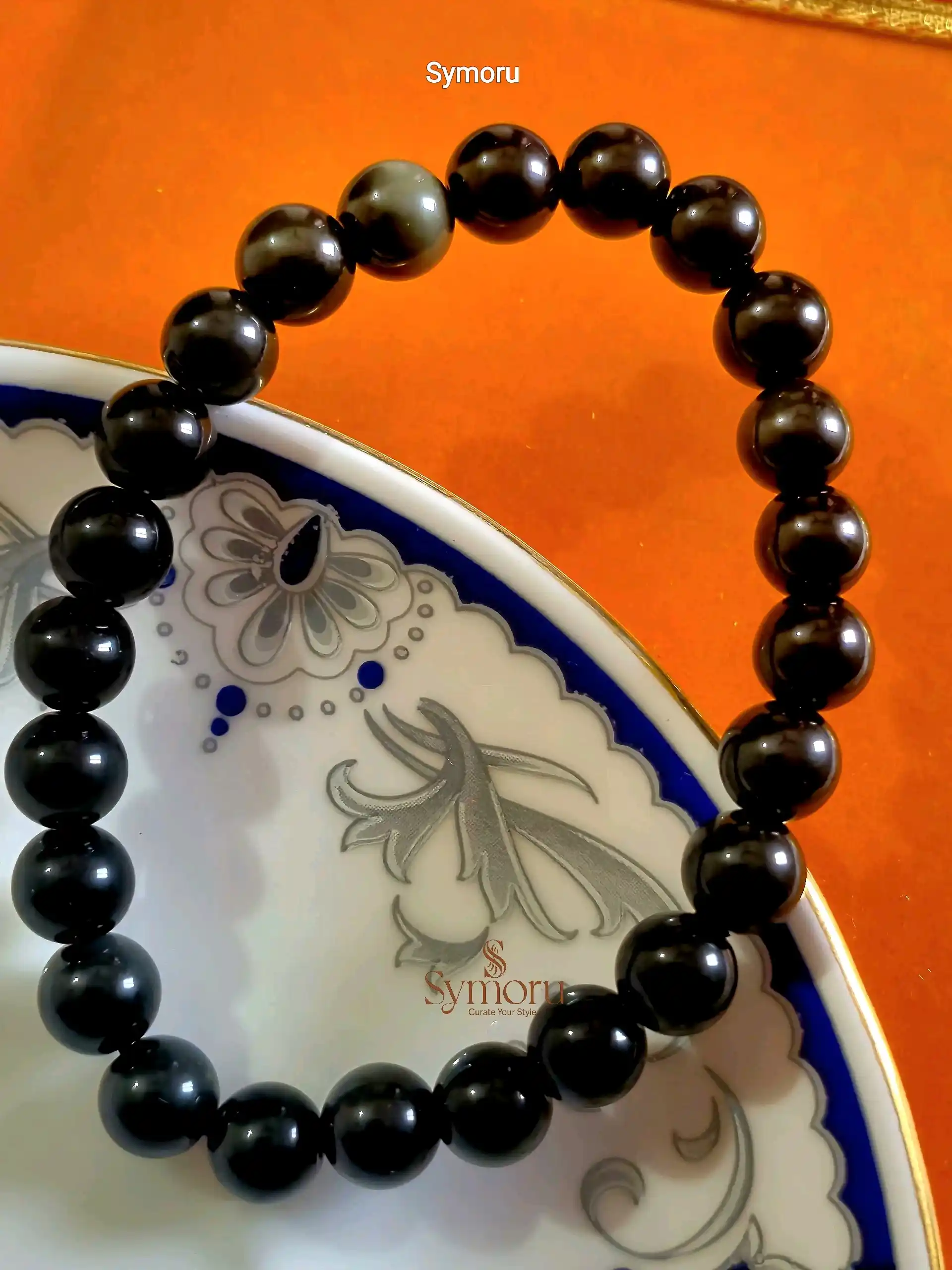 Natural Black Obsidian Stone Bracelet | Energy Protection Crystal Bracelet | Healing Gemstone Jewelry for Men & Women | Symoru Handmade Bracelet