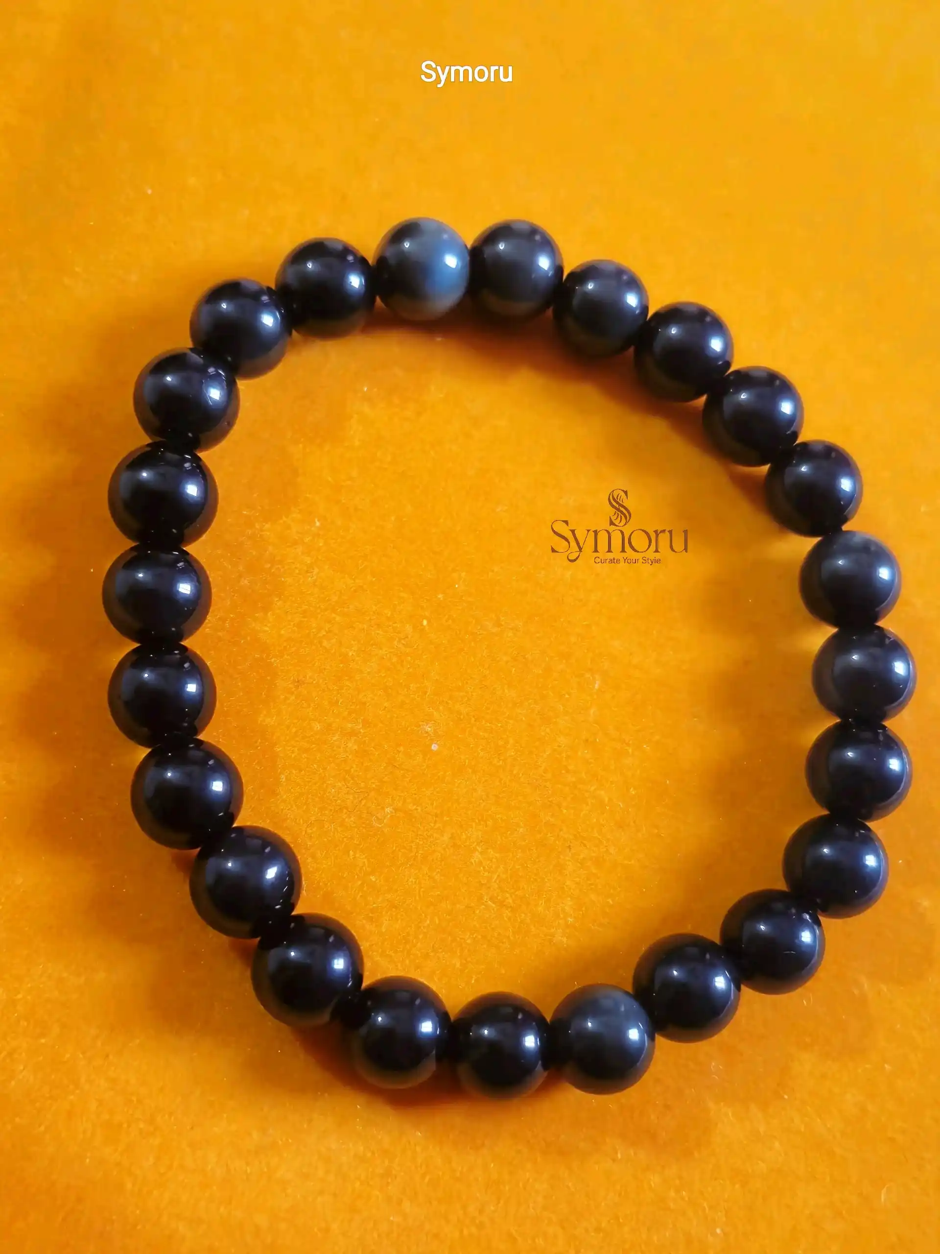 Natural Black Obsidian Stone Bracelet | Energy Protection Crystal Bracelet | Healing Gemstone Jewelry for Men & Women | Symoru Handmade Bracelet - Image 5