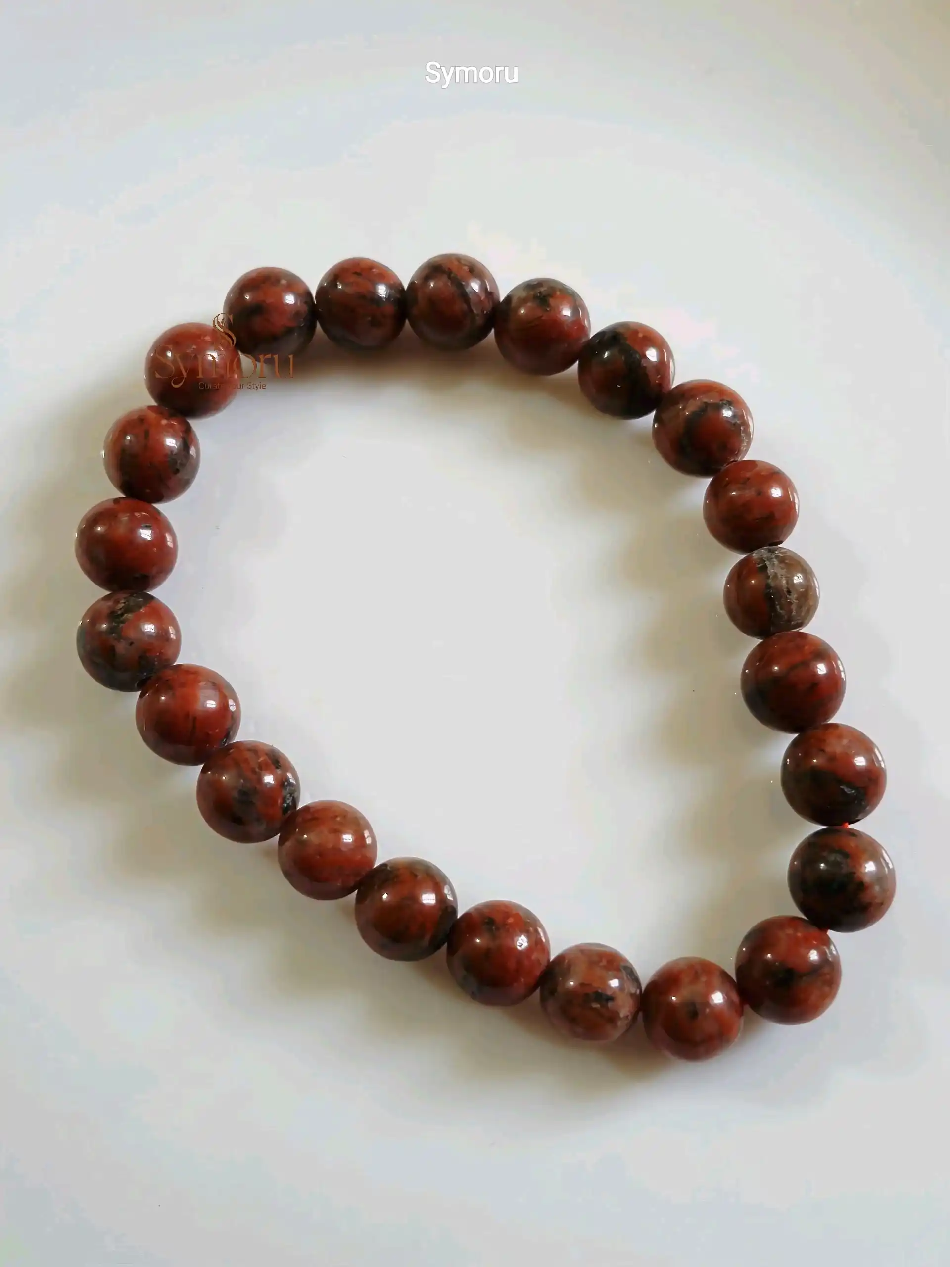 Natural Red Jasper Stone Bracelet | Healing Crystal Beads | Grounding & Protection Bracelet | Handcrafted Elastic Gemstone Jewelry - Image 4