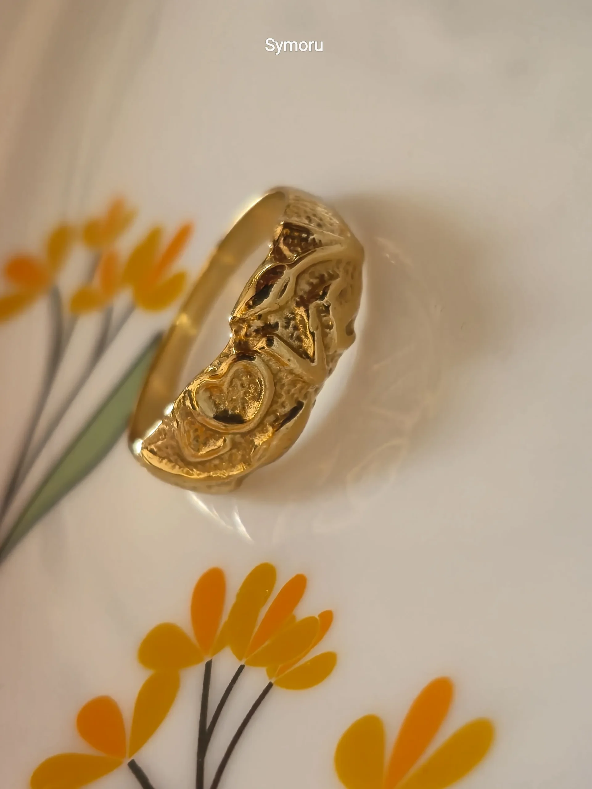 Romantic Sculpted Heart Love Band Ring for Women | Artistic Textured Love Band | Symoru Exclusive - Image 4