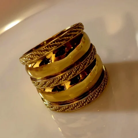 Minimalist Matte Gold Wide Band Ring