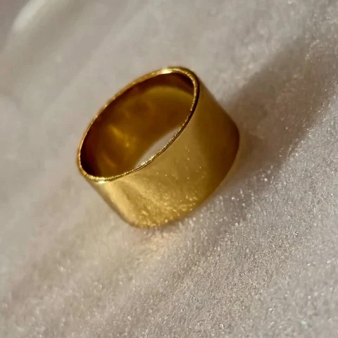 Minimalist Matte Gold Wide Band Ring