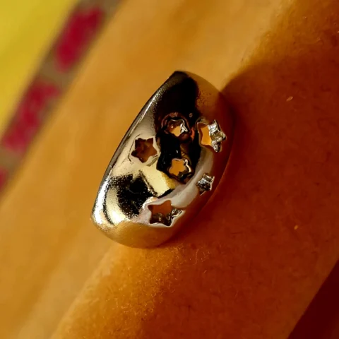 Star Cutout Gold Dome Ring