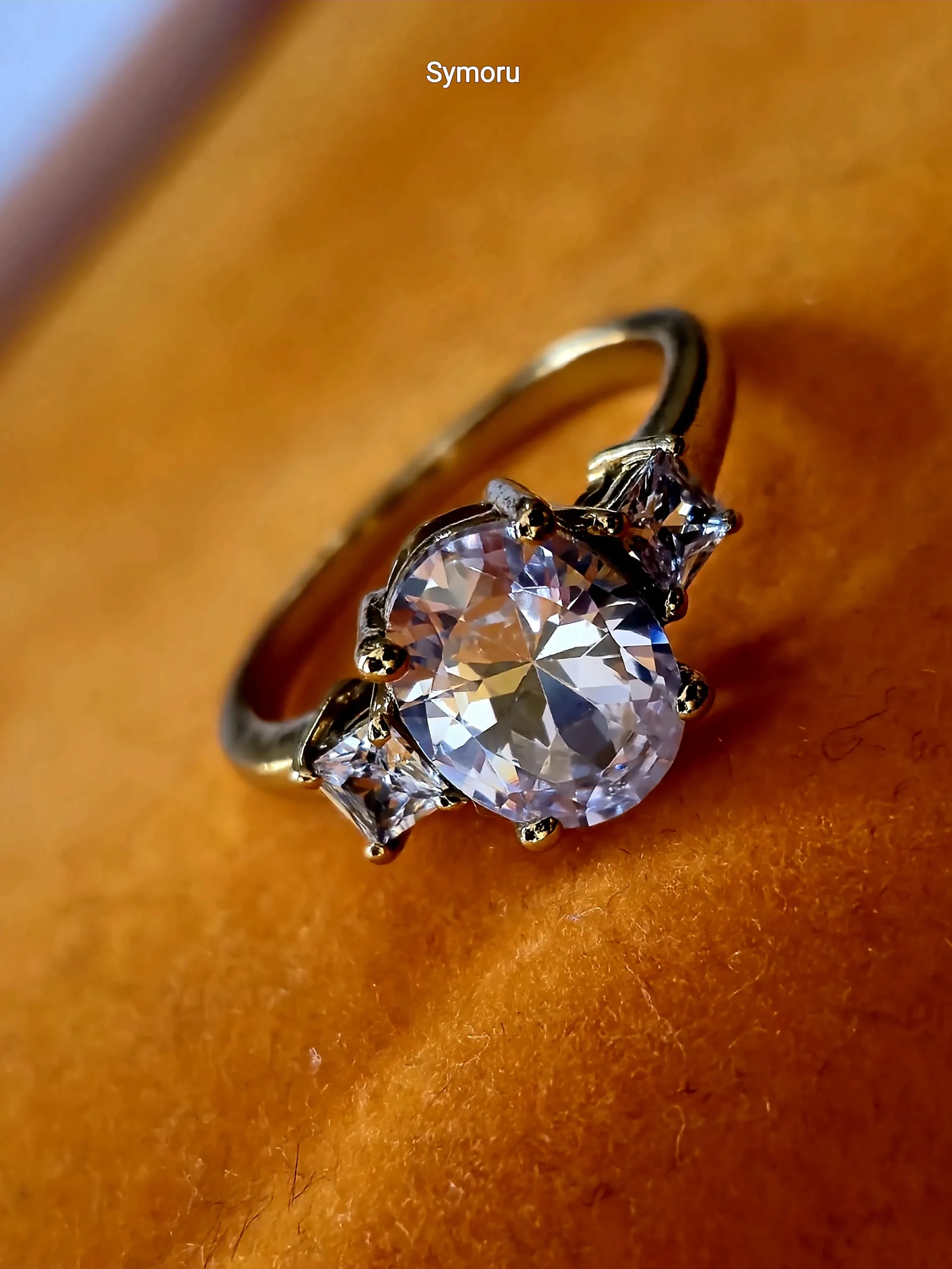 Three Stone CZ Gold Ring