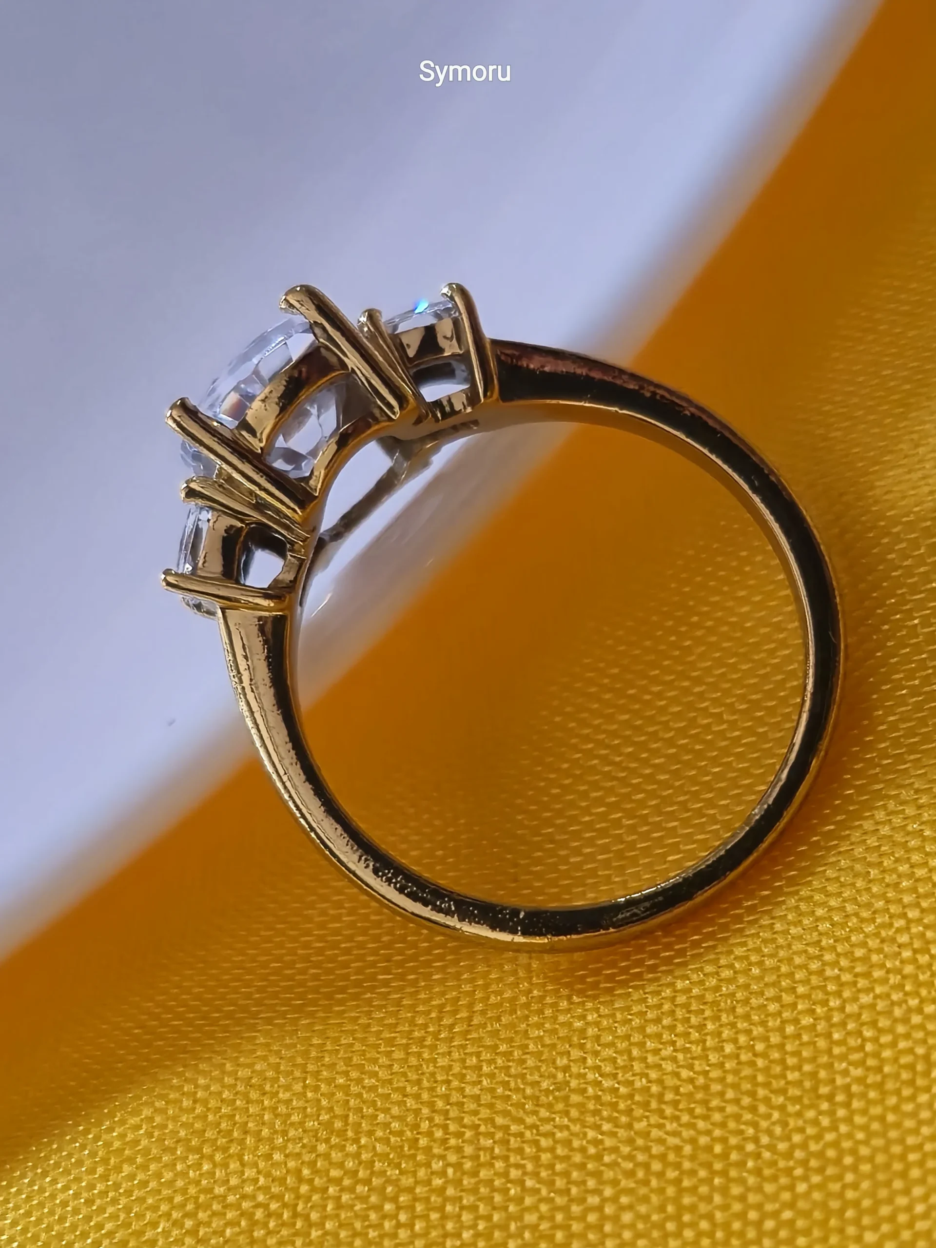 Three Stone CZ Gold Ring