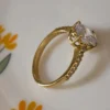 Round Cut Solitaire Cubic Zirconia Gold Ring