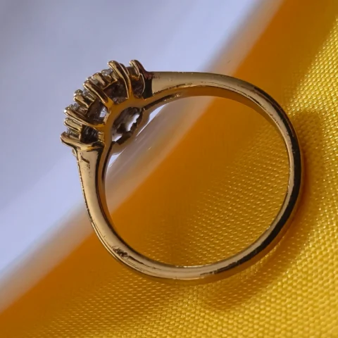 Luxury Halo CZ Gold Ring