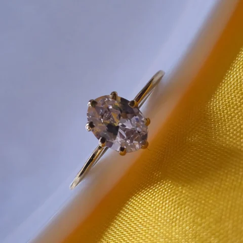 Classic Solitaire Gold Ring with Round Cut Stone