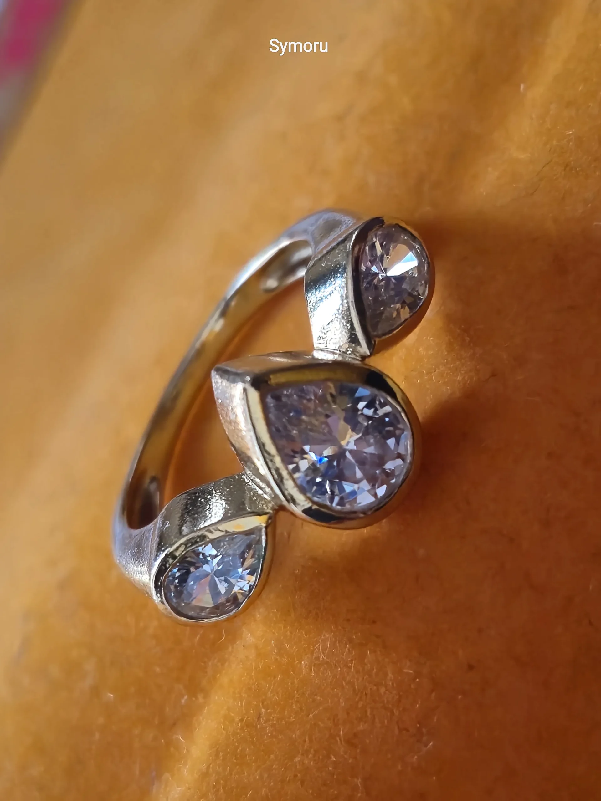 Triple Spark Open Band CZ Gold Ring