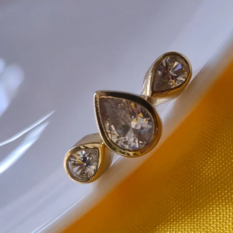 Triple Spark Open Band CZ Gold Ring