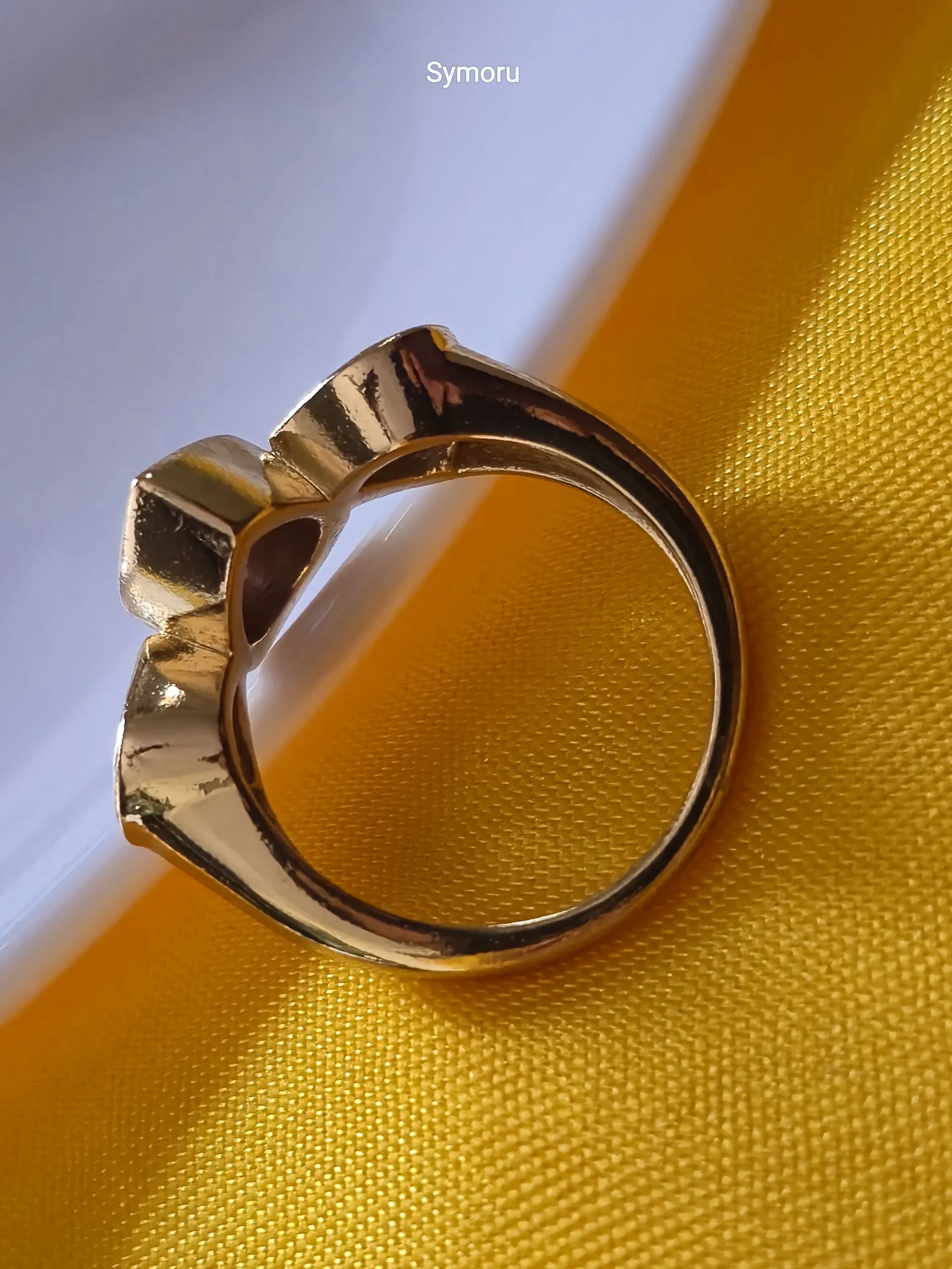 Triple Spark Open Band CZ Gold Plated Brass Ring | Modern Adjustable Designer Ring | Symoru - Image 3