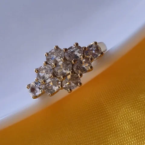 Luxury Cluster CZ Gold Ring