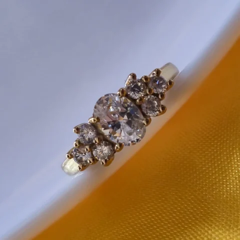 Triple Stone CZ Gold Ring