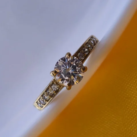 Classic Solitaire CZ Gold Ring for Women