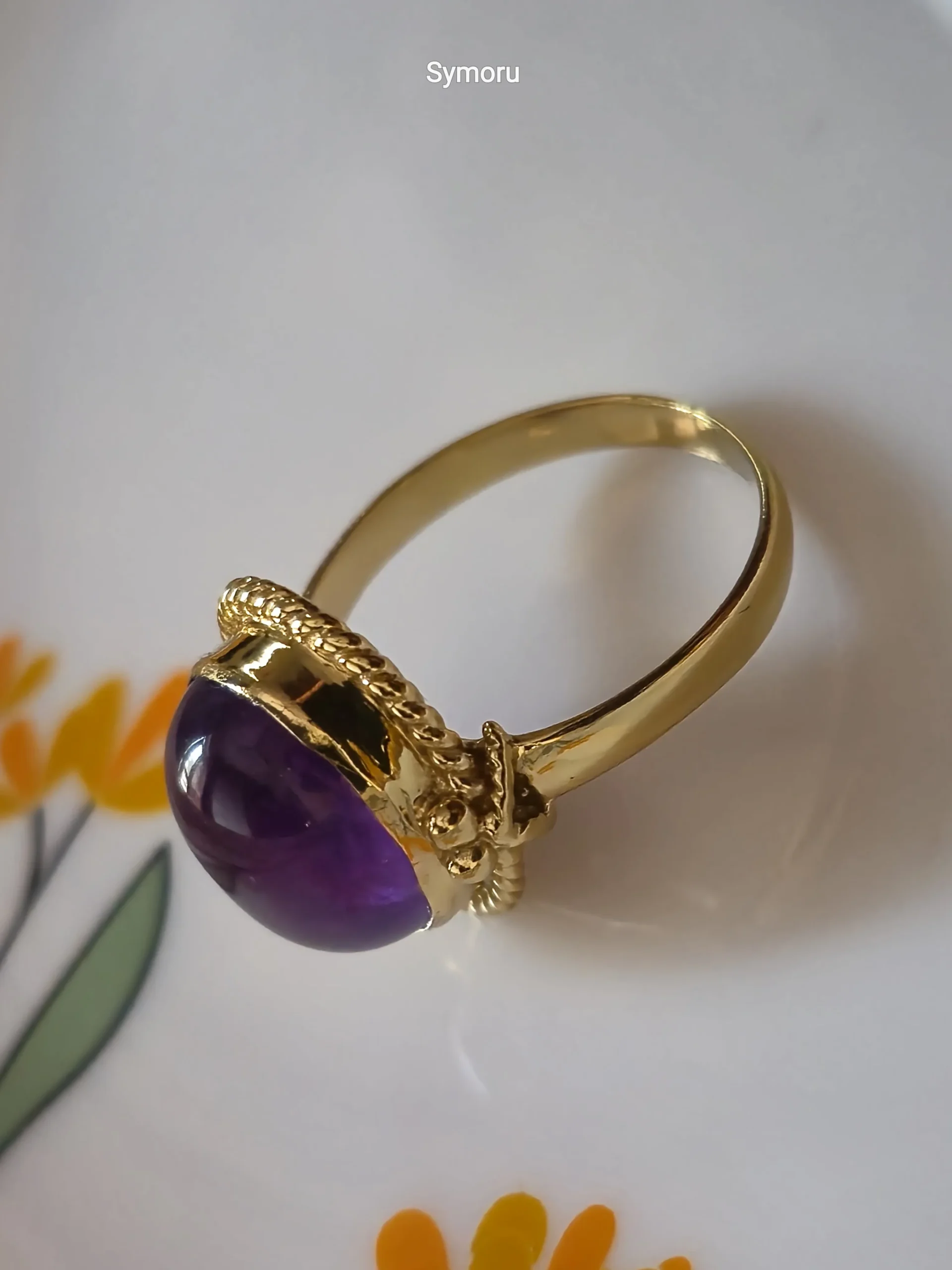 Royal Purple Amethyst Oval Gold Ring