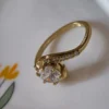 Swirl Solitaire Cubic Zirconia Brass Ring