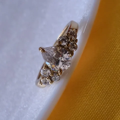 Luxury Cluster CZ Gold Ring