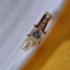 Emerald Cut Solitaire Cubic Zirconia Gold Ring