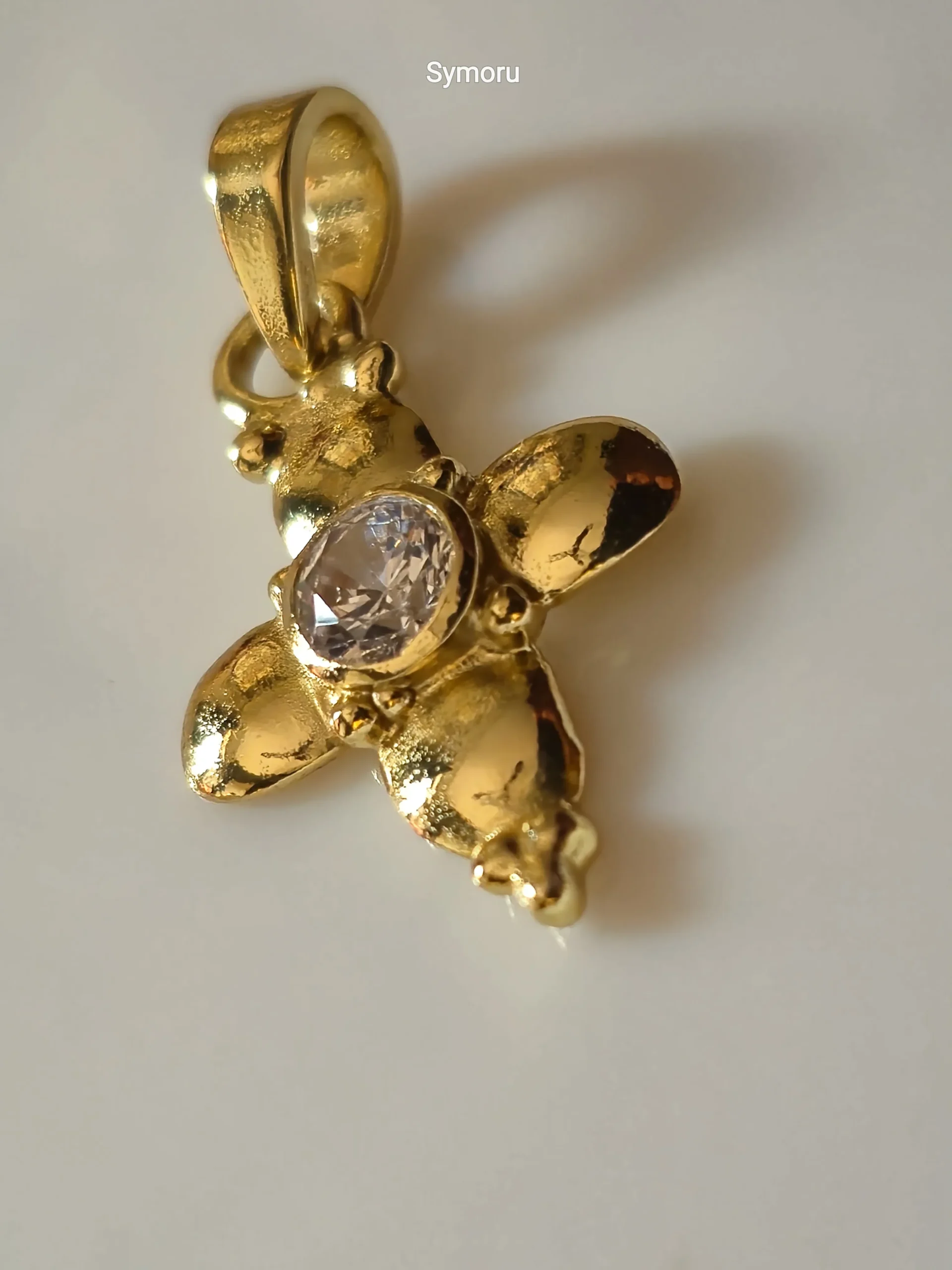 Gold Tone Brass Floral Cross CZ Pendant | Minimal Diamond Look Christian Cross Charm Necklace for Women | Elegant Faith Jewelry by Symoru - Image 4